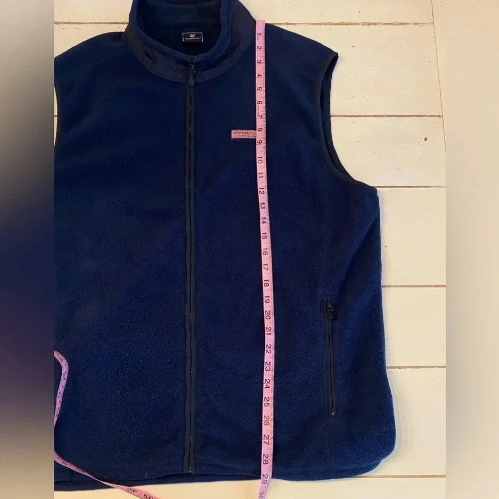 Vineyard Vines Tech Fleece Harbor Vest Men’s XL Navy Blue Full Zip Fall Preppy